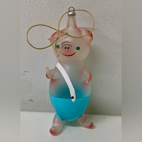 Mid Century Vtg Italian Blown Glass Piglet Christmas Tree Ornament - Picture 9 of 12